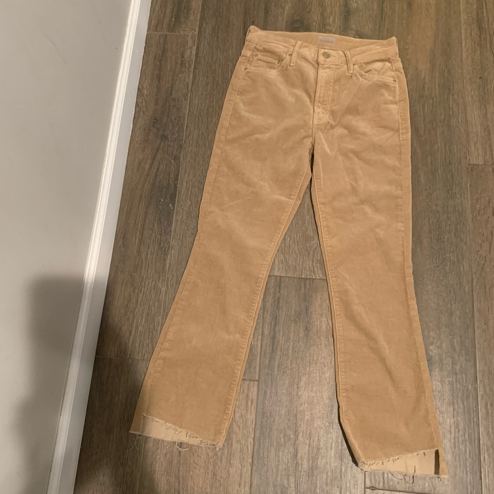 Mother insider crop step fray corduroy pants.